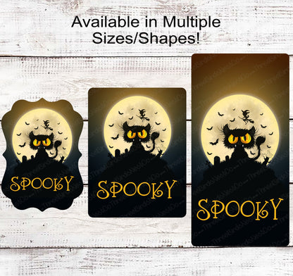 Spooky Black Cat Halloween Wreath Sign