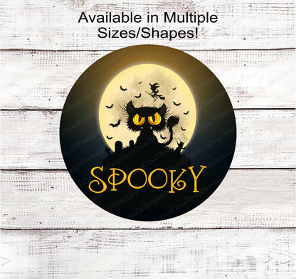 Spooky Black Cat Halloween Wreath Sign