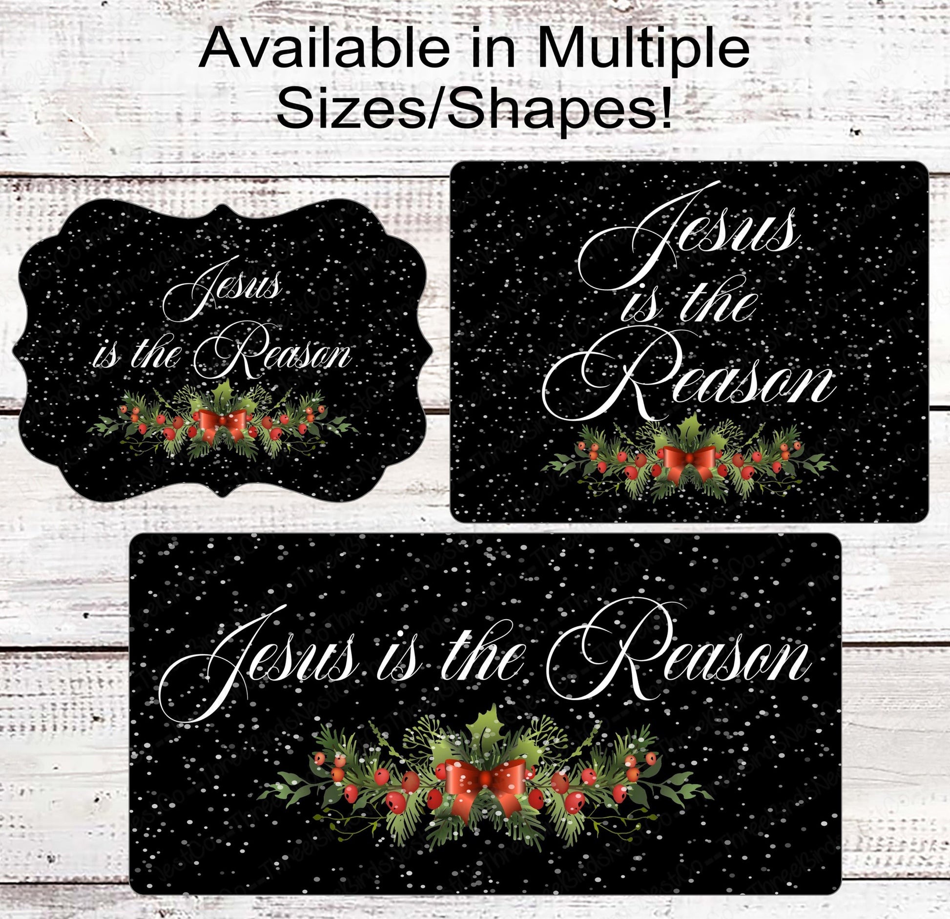 Jesus is the Reason Christmas Holly Wreath Sign