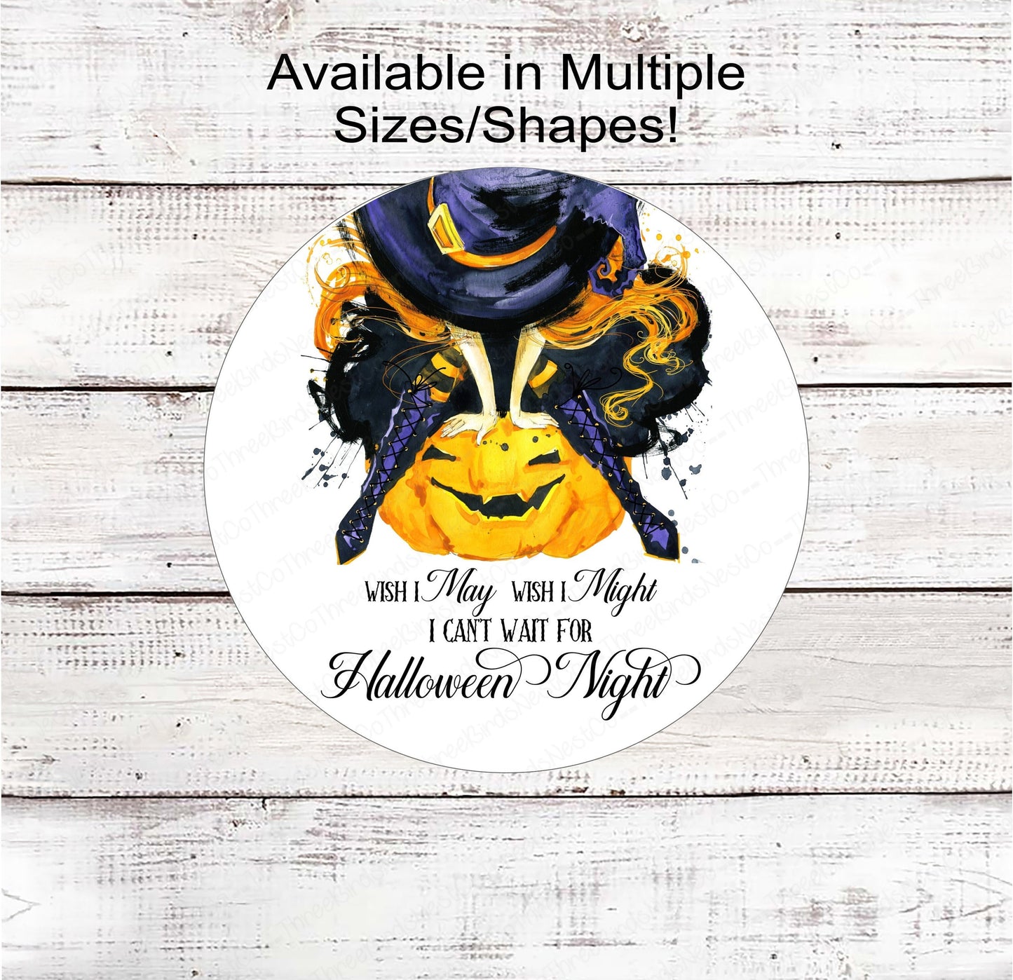 Jack O Lantern and Halloween Witch Wreath Sign