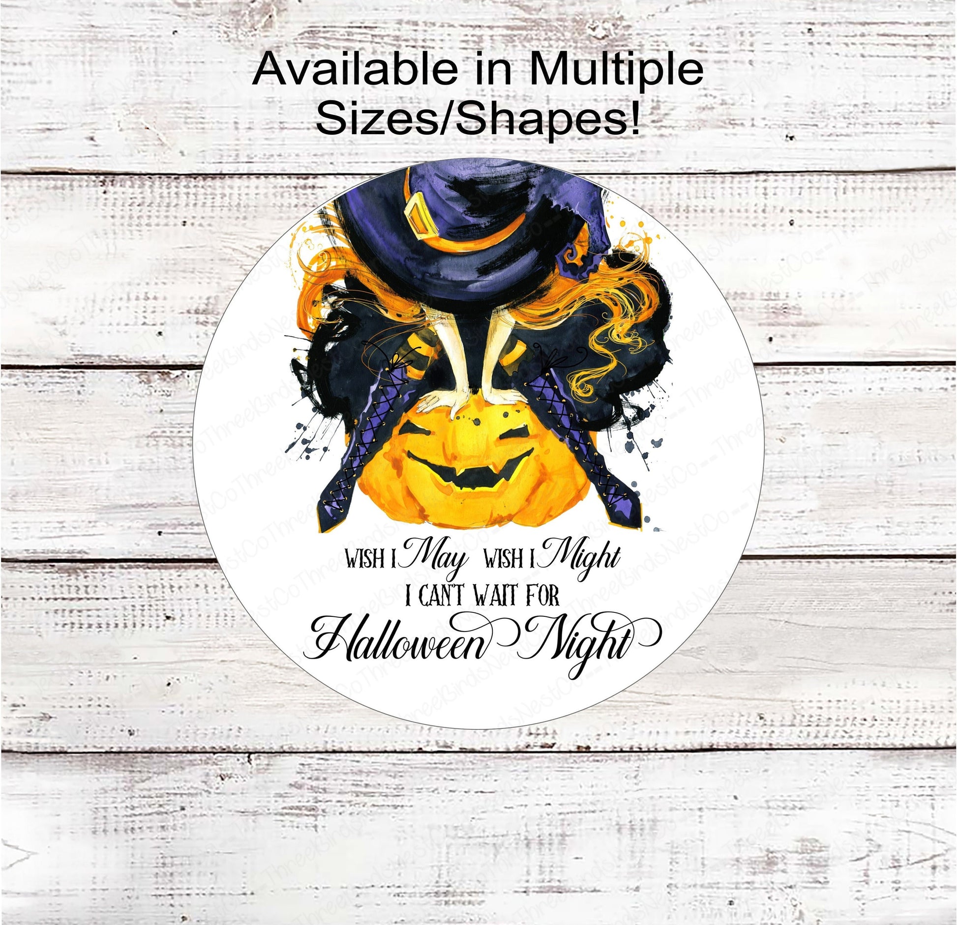 Jack O Lantern and Halloween Witch Wreath Sign