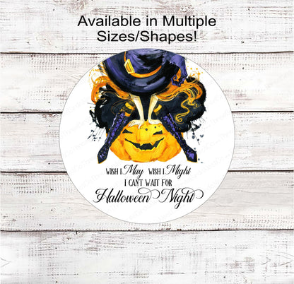 Jack O Lantern and Halloween Witch Wreath Sign