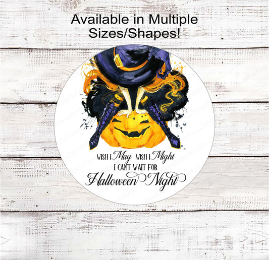 Jack O Lantern and Halloween Witch Wreath Sign