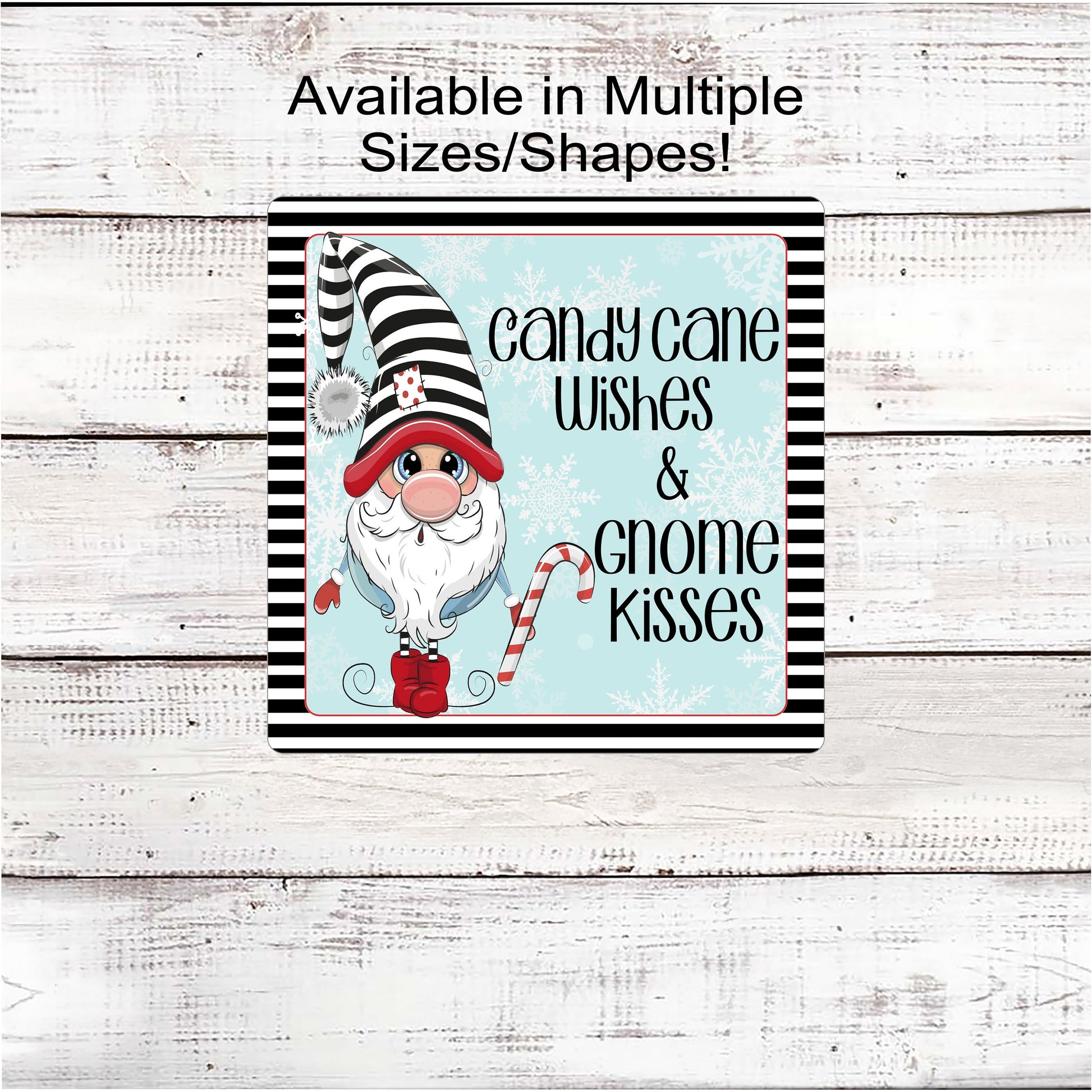 Christmas Candy Cane Gnome Wreath Sign