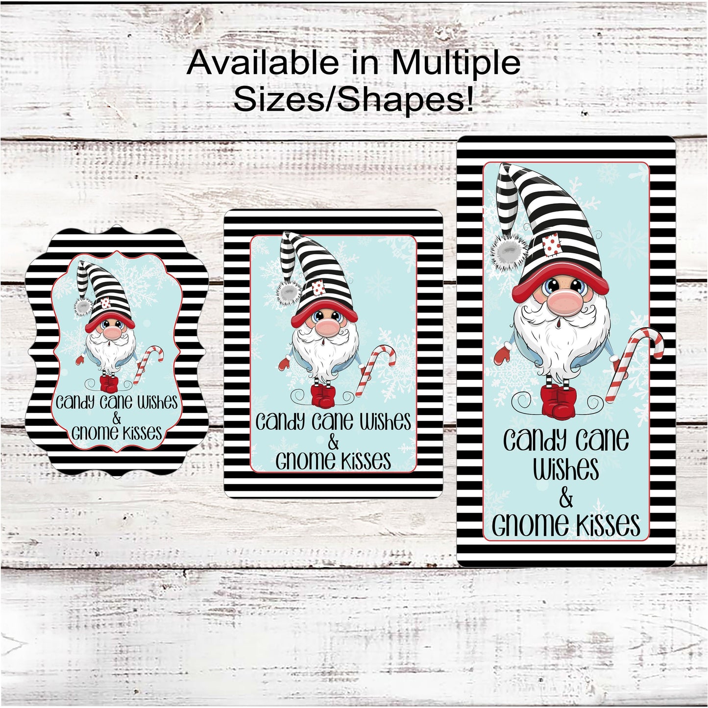 Christmas Candy Cane Gnome Wreath Sign