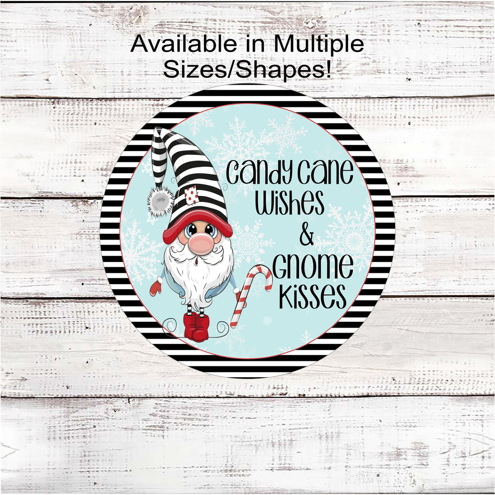 Christmas Candy Cane Gnome Wreath Sign
