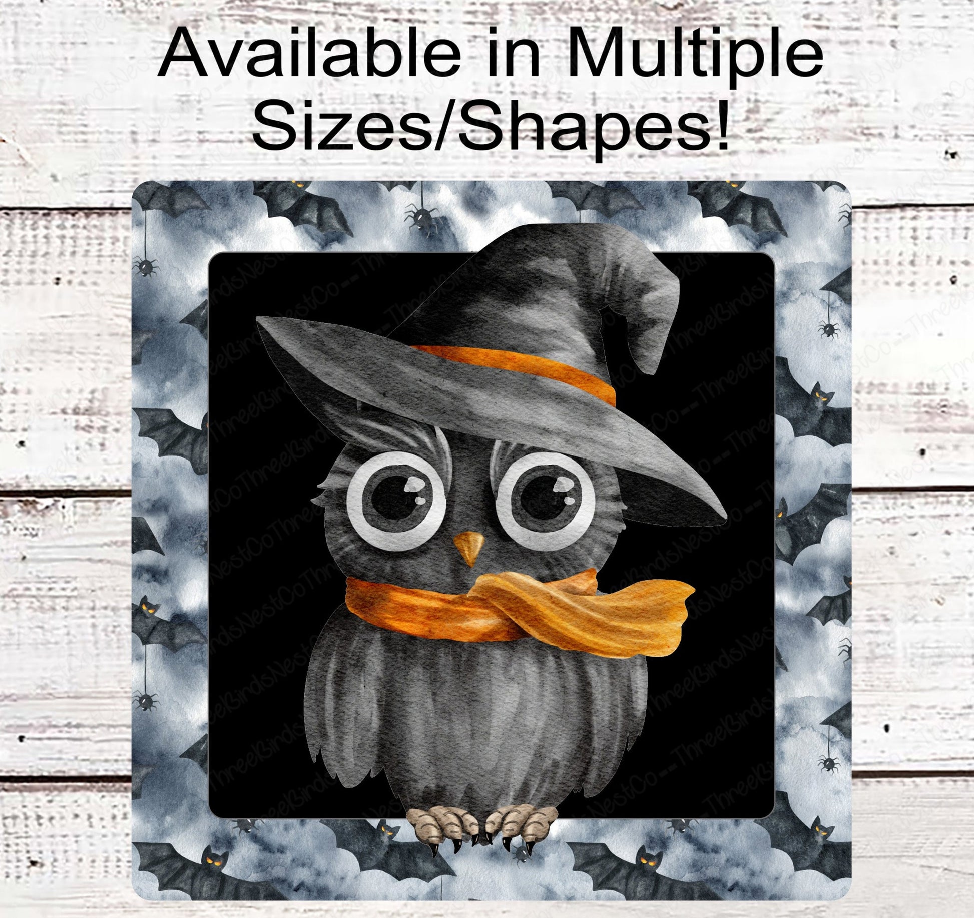 Spooky Bats and Witch Owl Halloween Wreath Sign
