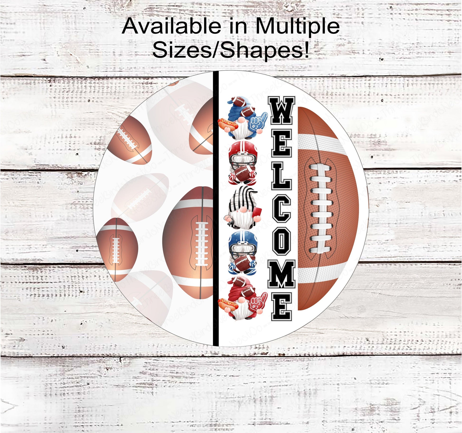 Football Gnomes Welcome Wreath Sign