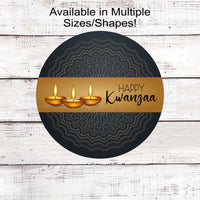 Gold Medallion Happy Kwanzaa Wreath Sign