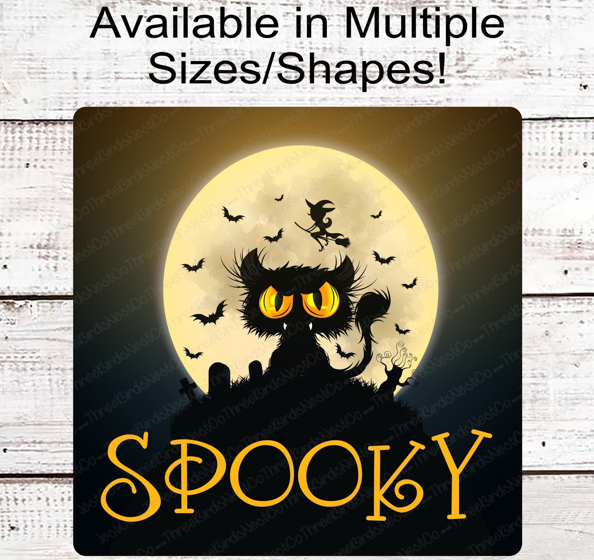 Spooky Black Cat Halloween Wreath Sign