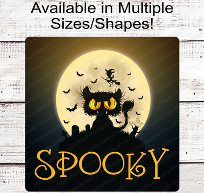 Spooky Black Cat Halloween Wreath Sign