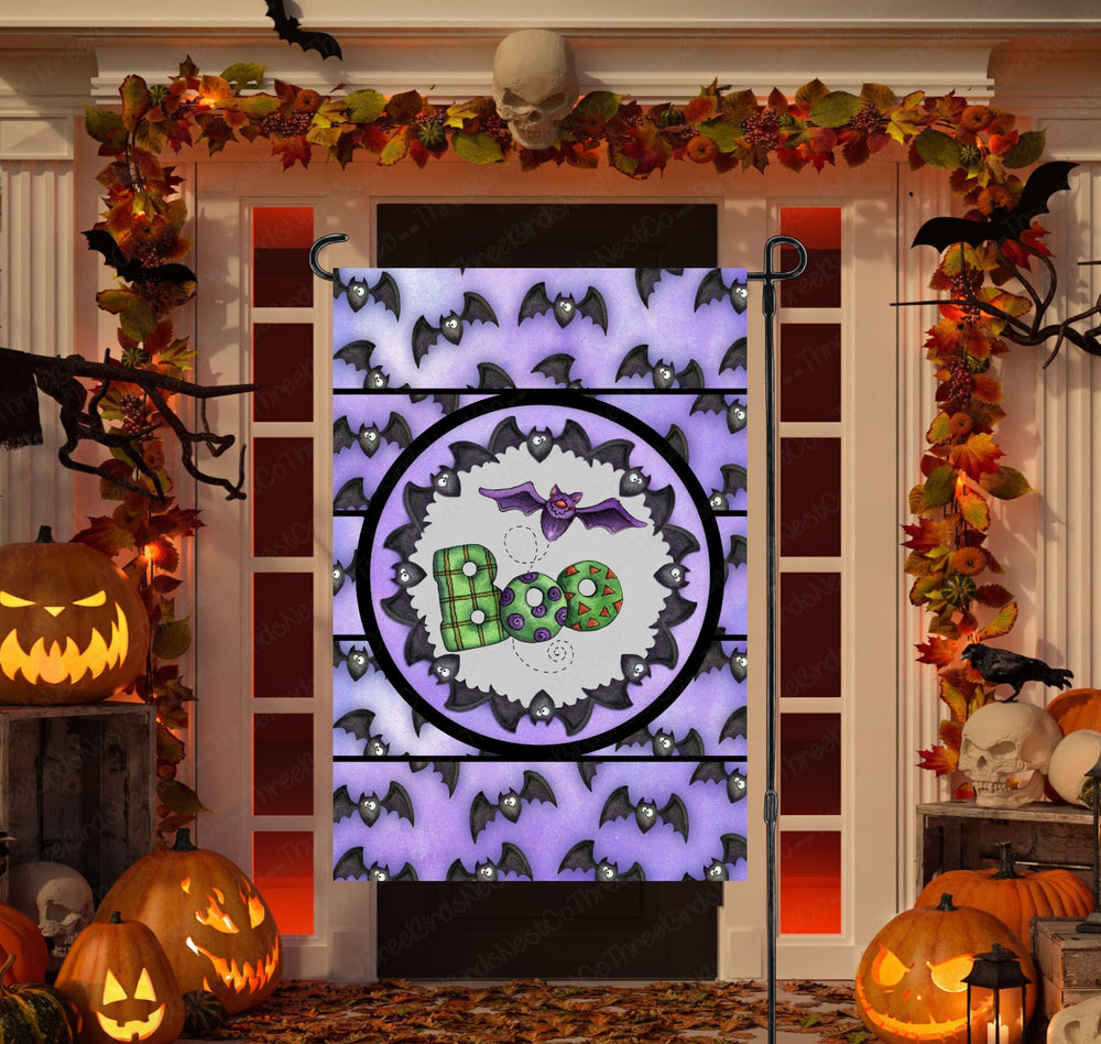 Boo Bats Halloween Double Sided Garden Flag - Visit www.ThreeBirdsNestCo.com for 20% Off