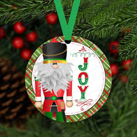 Joy Gnome Nutcracker Christmas Ornament - Double Sided Ornament - Metal Ornament- ORN141