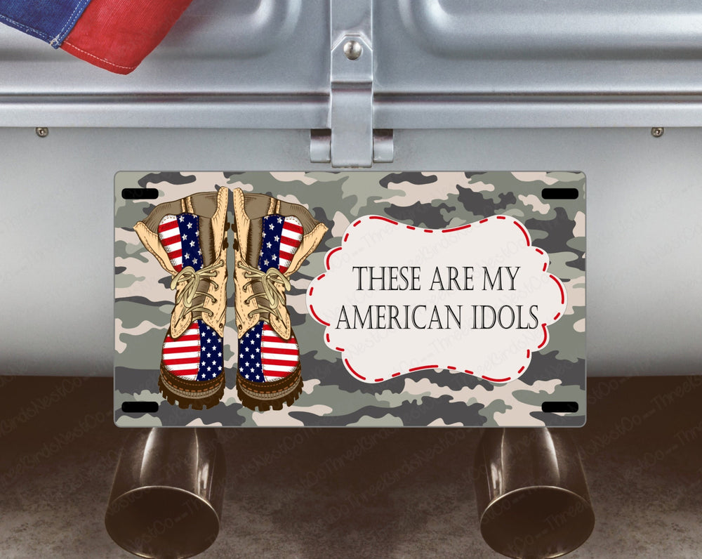 American Idols Flag Military Boots License Plate