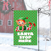 Santa Stop Here Elf Merry Christmas Garden Flag - Visit www.ThreeBirdsNestCo.com for 20% Off