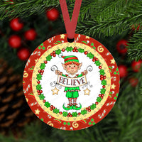 Believe Elf Christmas Ornament - Double Sided Ornament - Metal Ornament- ORN147