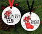 Merry and Bright Farmhouse Stockings Double Sided Christmas Ornament Set - SET of 2- ORN155