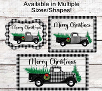 
              Buffalo Plaid Old Truck Merry Christmas Wreath Sign
            