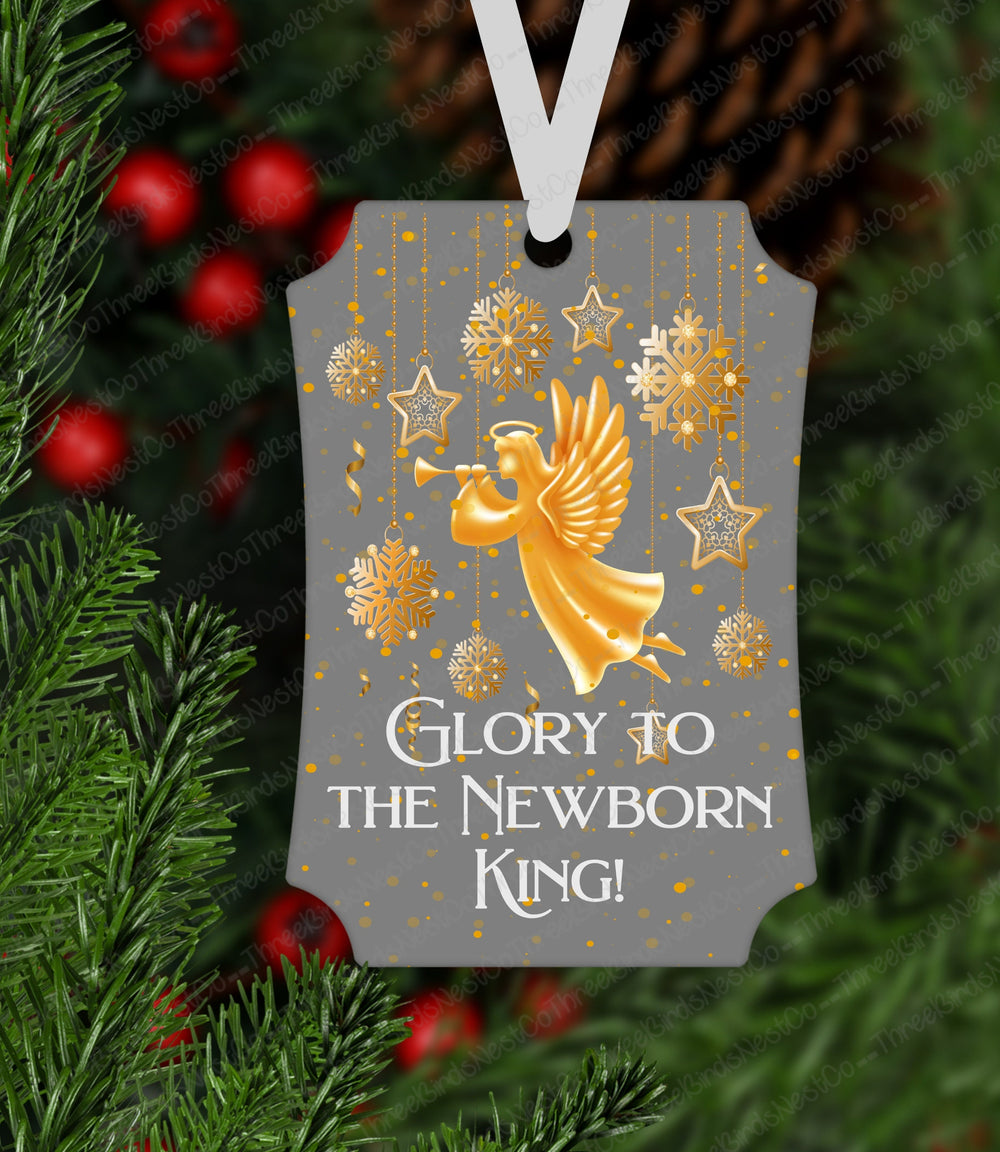 Glory to the Newborn King Christmas Angel Double Sided Metal Ornament - ORN157