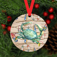 Crabs and Buoys Waterman Double Sided Metal Christmas Ornament - ORN162