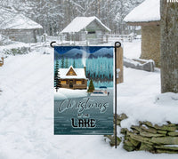 
              Christmas at the Lake Pontoon Boat Double Sided Garden Flag- Choose from Blue or Red Pontoon Boat
            