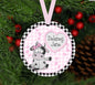 Pink Baby Cow Personalized Double Sided Metal Christmas Ornament - ORN163