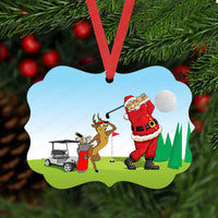 Golfing Santa Double Sided Metal Christmas Ornament - ORN159