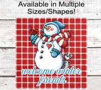 
              Snowman With Cardinal and Cat Winter Wreath Sign
            