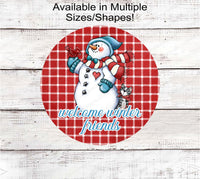 
              Snowman With Cardinal and Cat Winter Wreath Sign
            