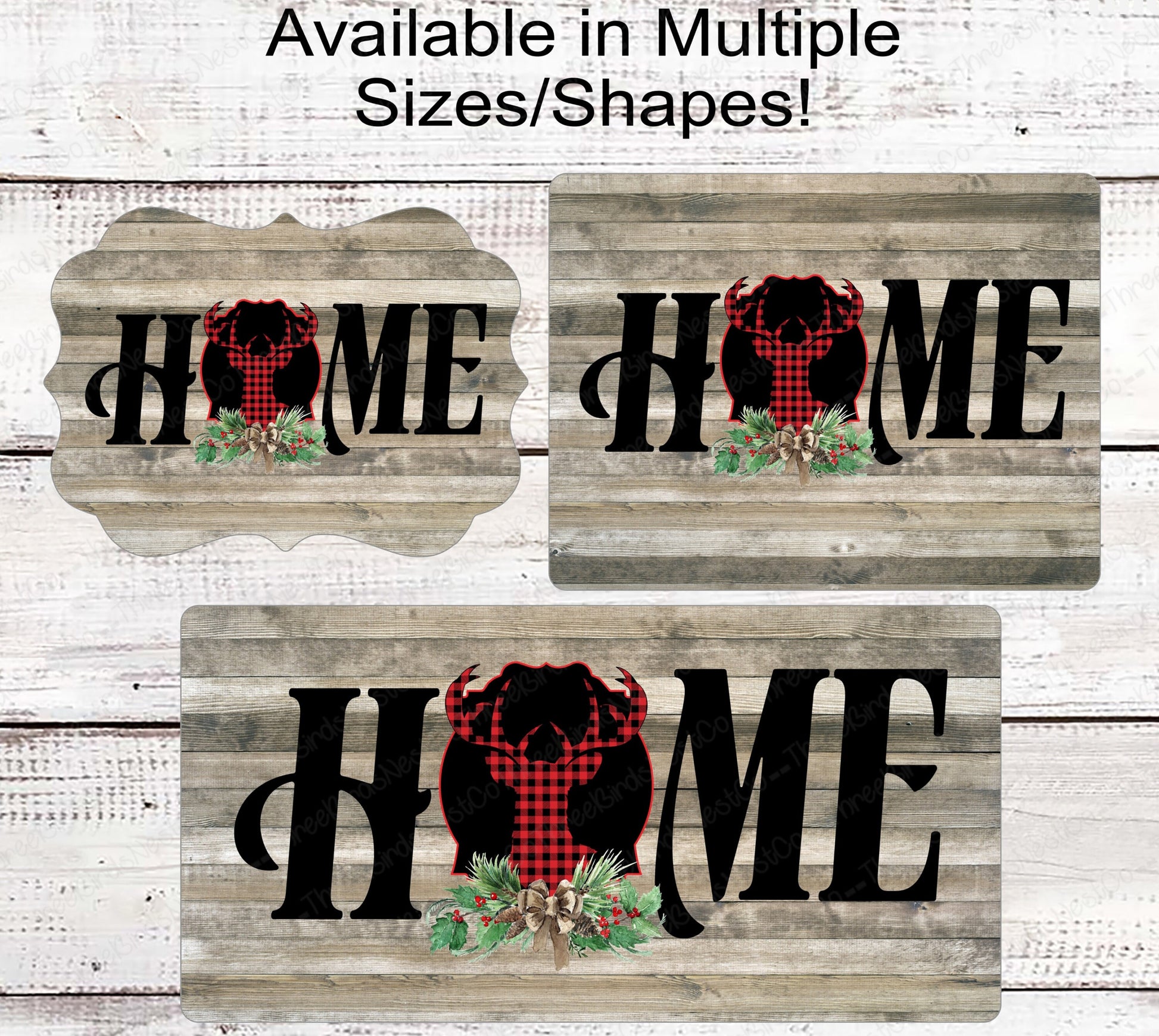 Whitetail Buck Deer Christmas Home Wreath Sign