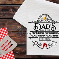 Custom Bar and Grill Waffle Weave Dish Towel | Kitchen Gift | Housewarming Gift | Wedding Gift - www.ThreeBirdsNestCo.com