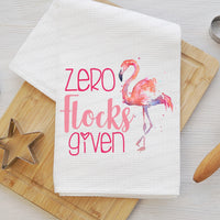 Zero Flocks Given Flamingo Waffle Weave Dish Towel - Kitchen Linens - Housewarming Gift - Beach Kitchen Decor - www.ThreeBirdsNestCo.com