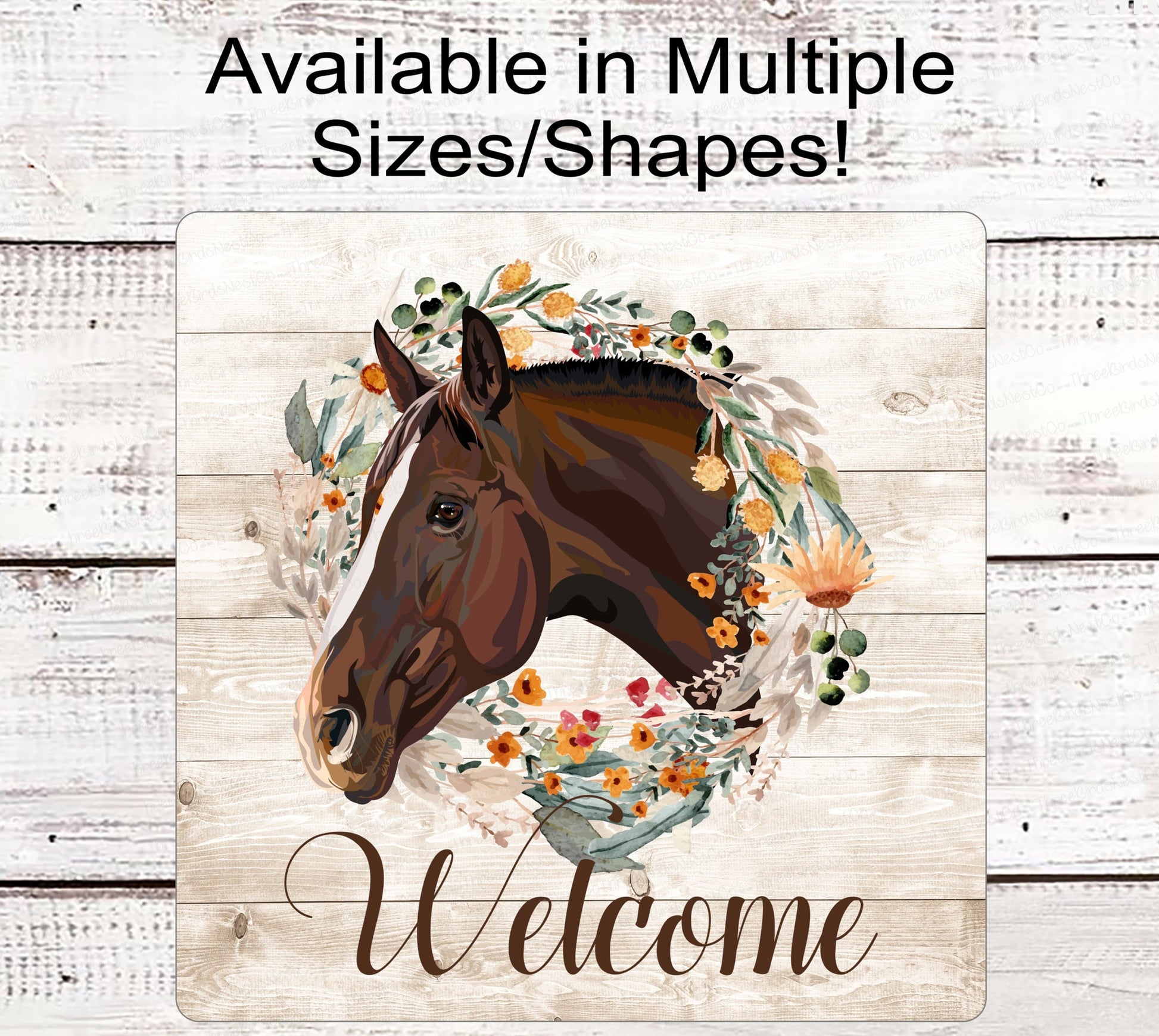 Wildflowers Horse Welcome Wreath Sign - Farmhouse Decor - Barn Decor