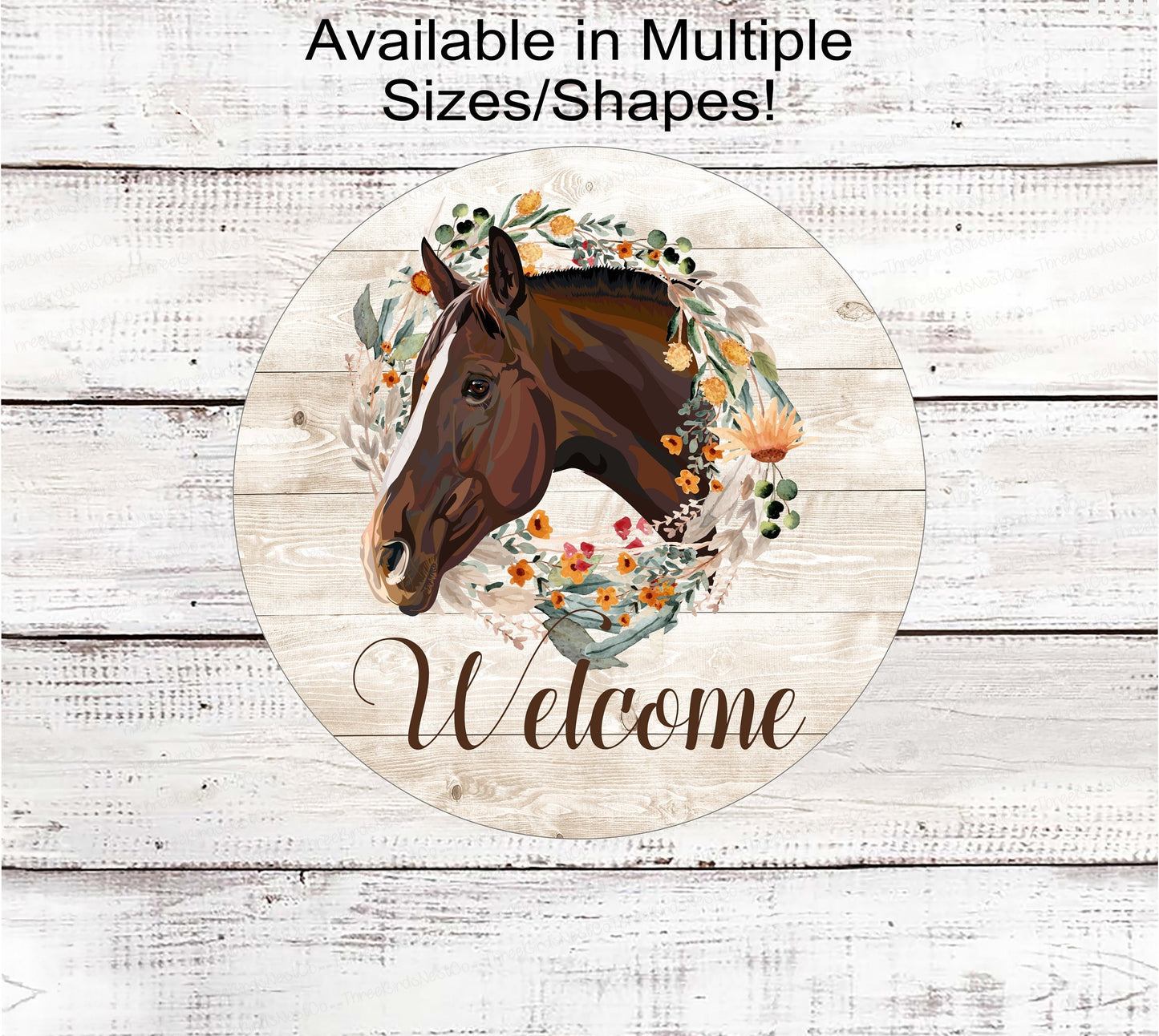 Wildflowers Horse Welcome Wreath Sign - Farmhouse Decor - Barn Decor