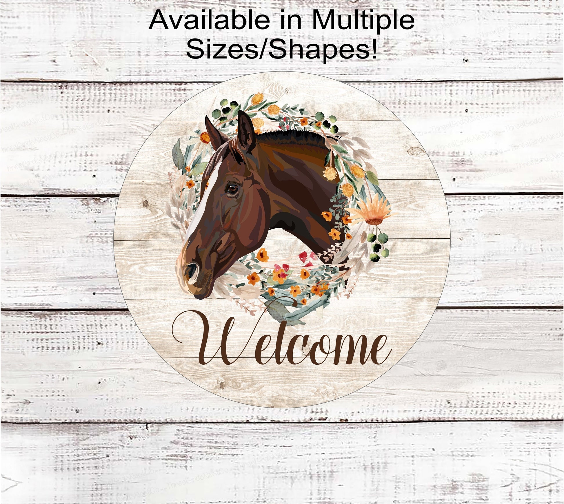 Wildflowers Horse Welcome Wreath Sign - Farmhouse Decor - Barn Decor