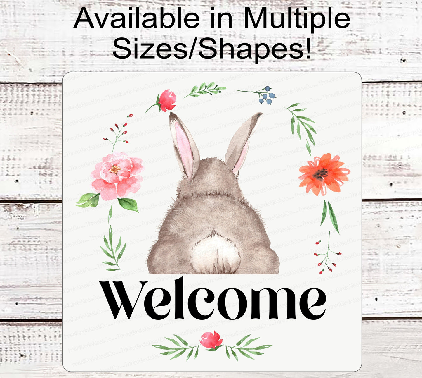 Welcome Bunny Butt Easter Wreath Sign - Floral Easter Sign