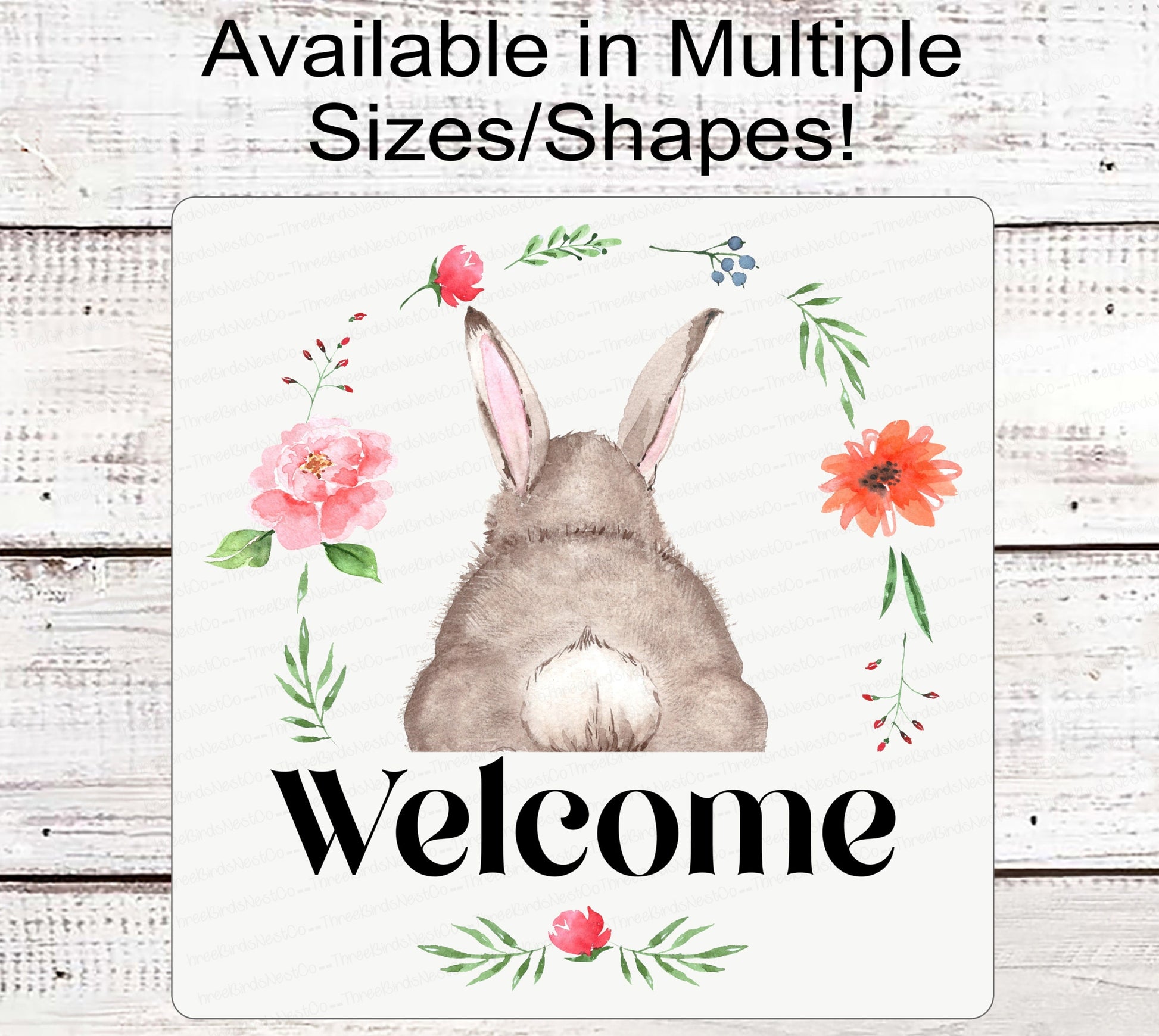 Welcome Bunny Butt Easter Wreath Sign - Floral Easter Sign