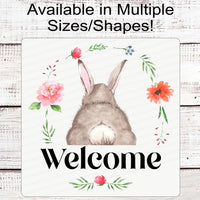 Welcome Bunny Butt Easter Wreath Sign - Floral Easter Sign