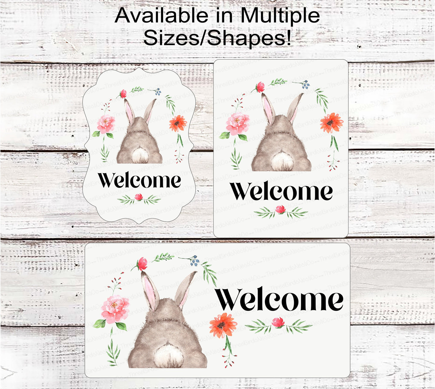 Welcome Bunny Butt Easter Wreath Sign - Floral Easter Sign