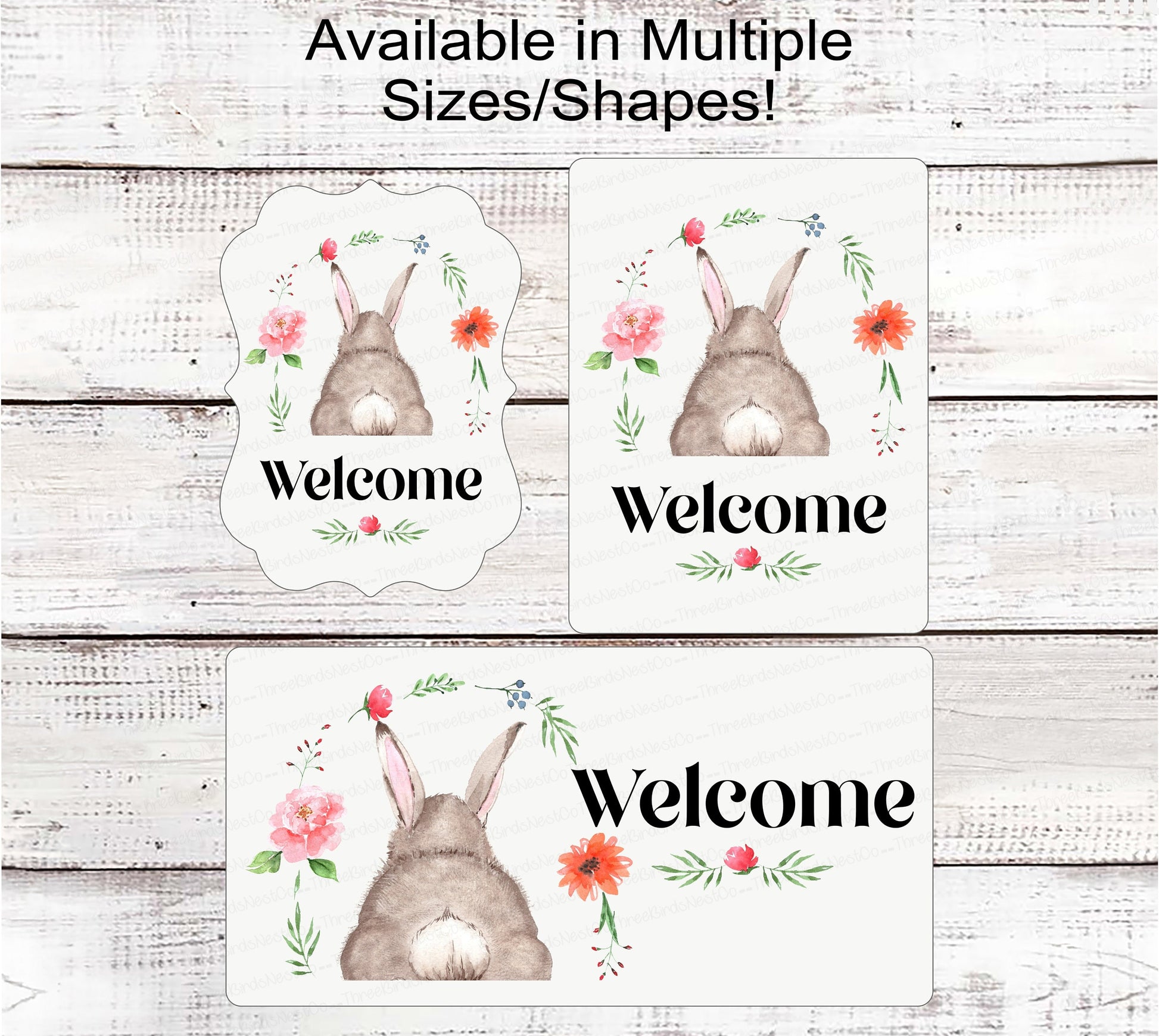 Welcome Bunny Butt Easter Wreath Sign - Floral Easter Sign