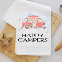 Personalized Happy Camper Kitchen Dish Towel - RV Decor - Housewarming Gift - Wedding Gift - www.ThreeBirdsNestCo.com