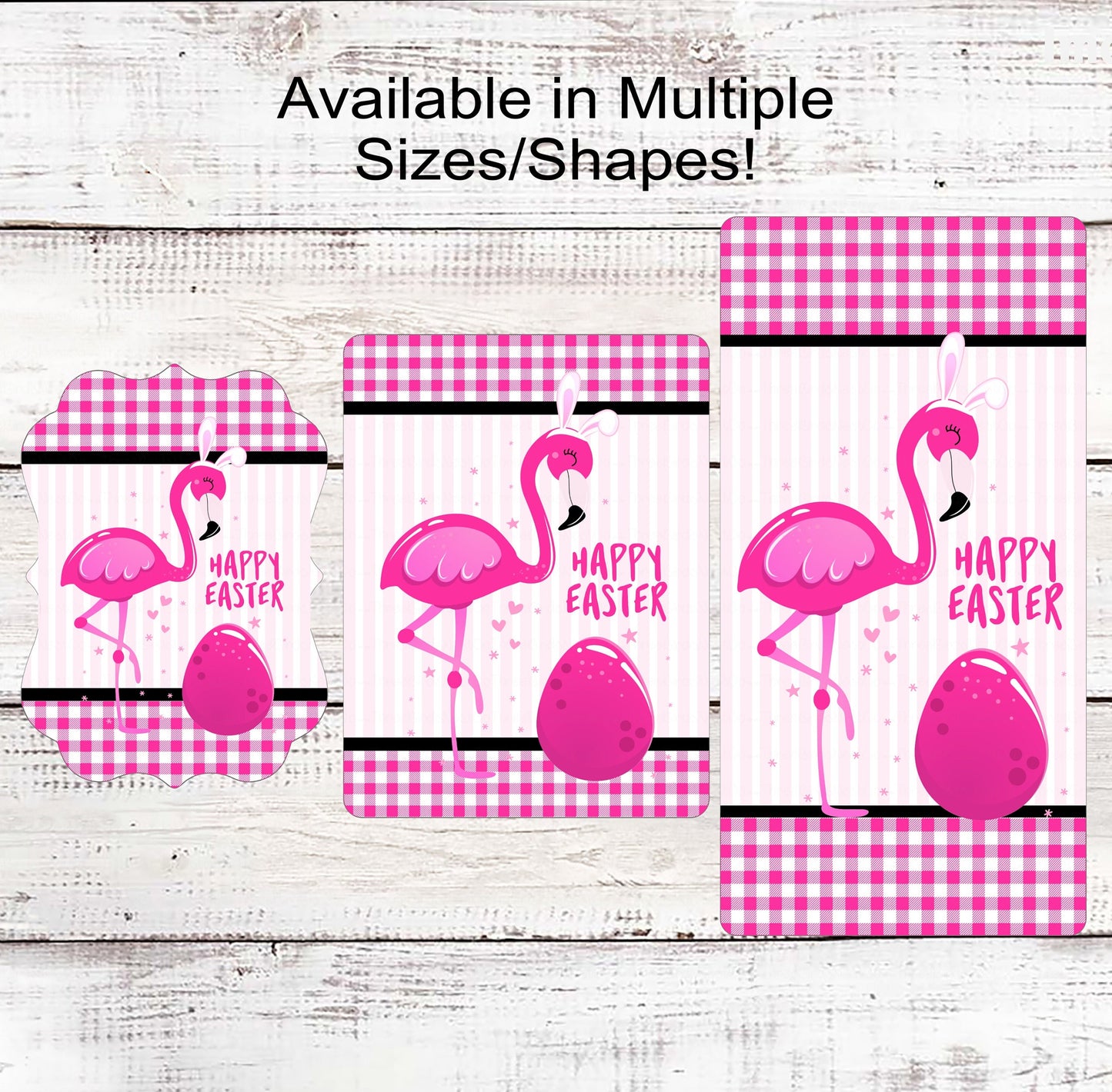 Beach Flamingo Happy Easter Wreath Sign - Flamingo Bunny Sign