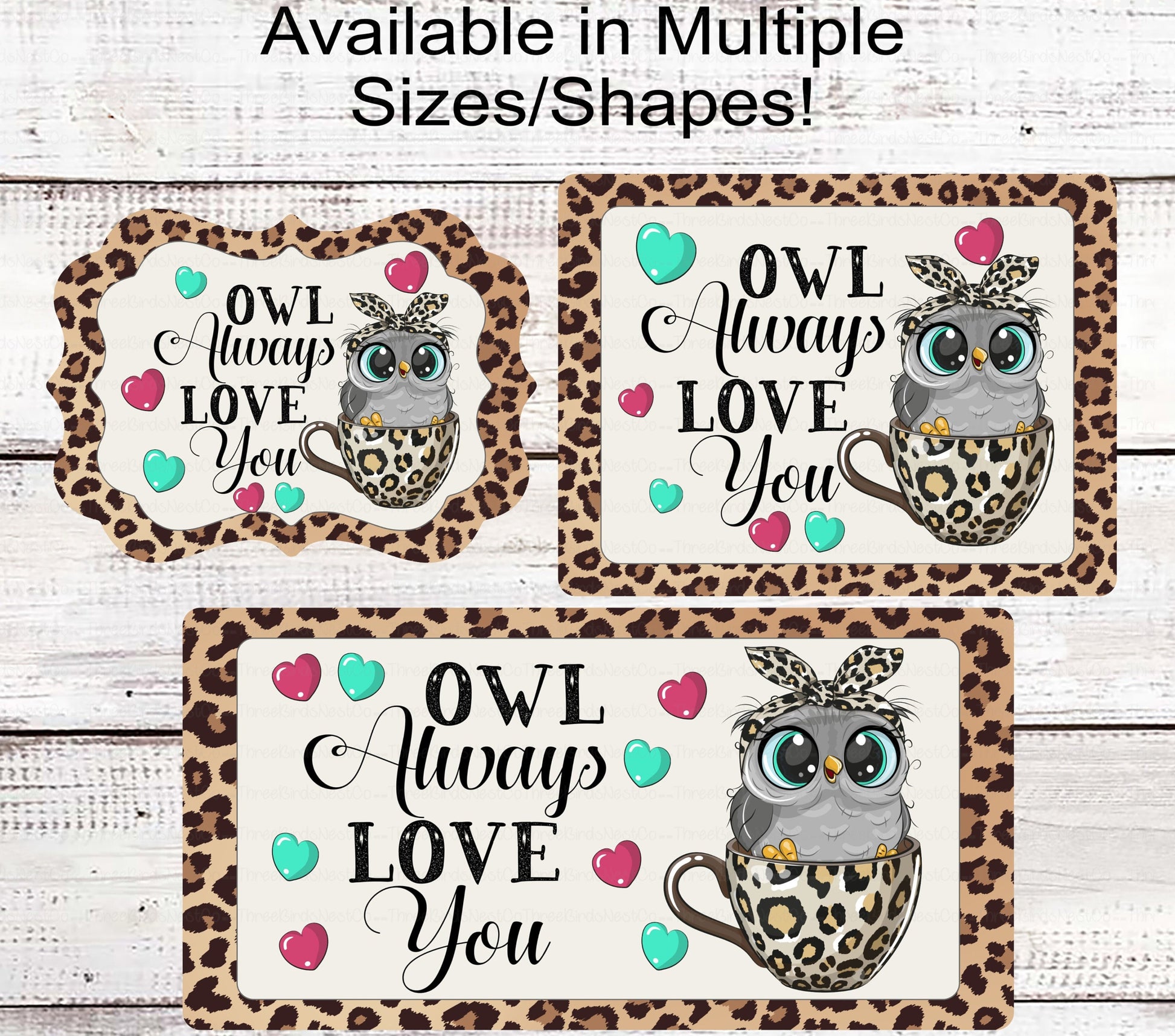 Owl Always Love You Valentines Leopard Print Wreath Sign