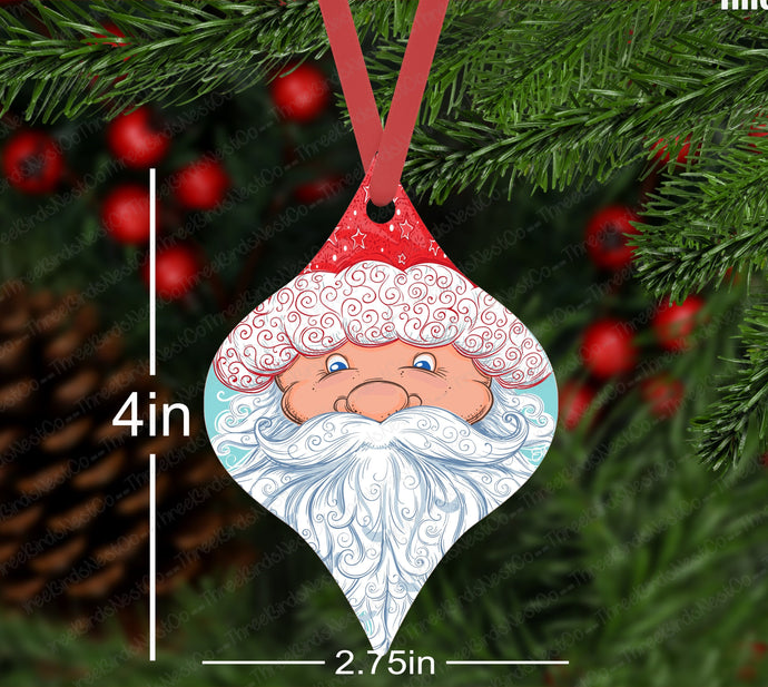 Santa Claus Face Double Sided Metal Christmas Ornament - ORN171