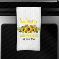 Farmers Market Waffle Weave Dish Towel | Sunflowers | Housewarming Gift | Wedding Gift - www.ThreeBirdsNestCo.com