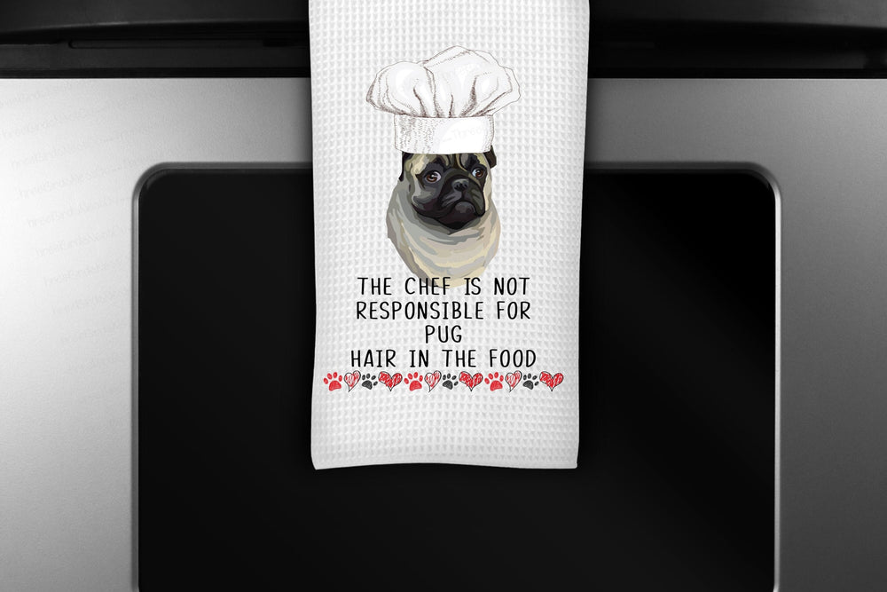 Personalized Dog Kitchen Towel - Gift for Dog Lover - Dog Towel - Pug Gift - Other Breeds Available - www.ThreeBirdsNestCo.com