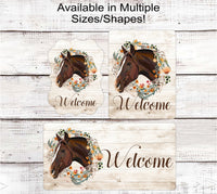 
              Wildflowers Horse Welcome Wreath Sign - Farmhouse Decor - Barn Decor
            