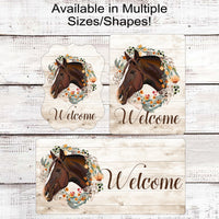 Wildflowers Horse Welcome Wreath Sign - Farmhouse Decor - Barn Decor