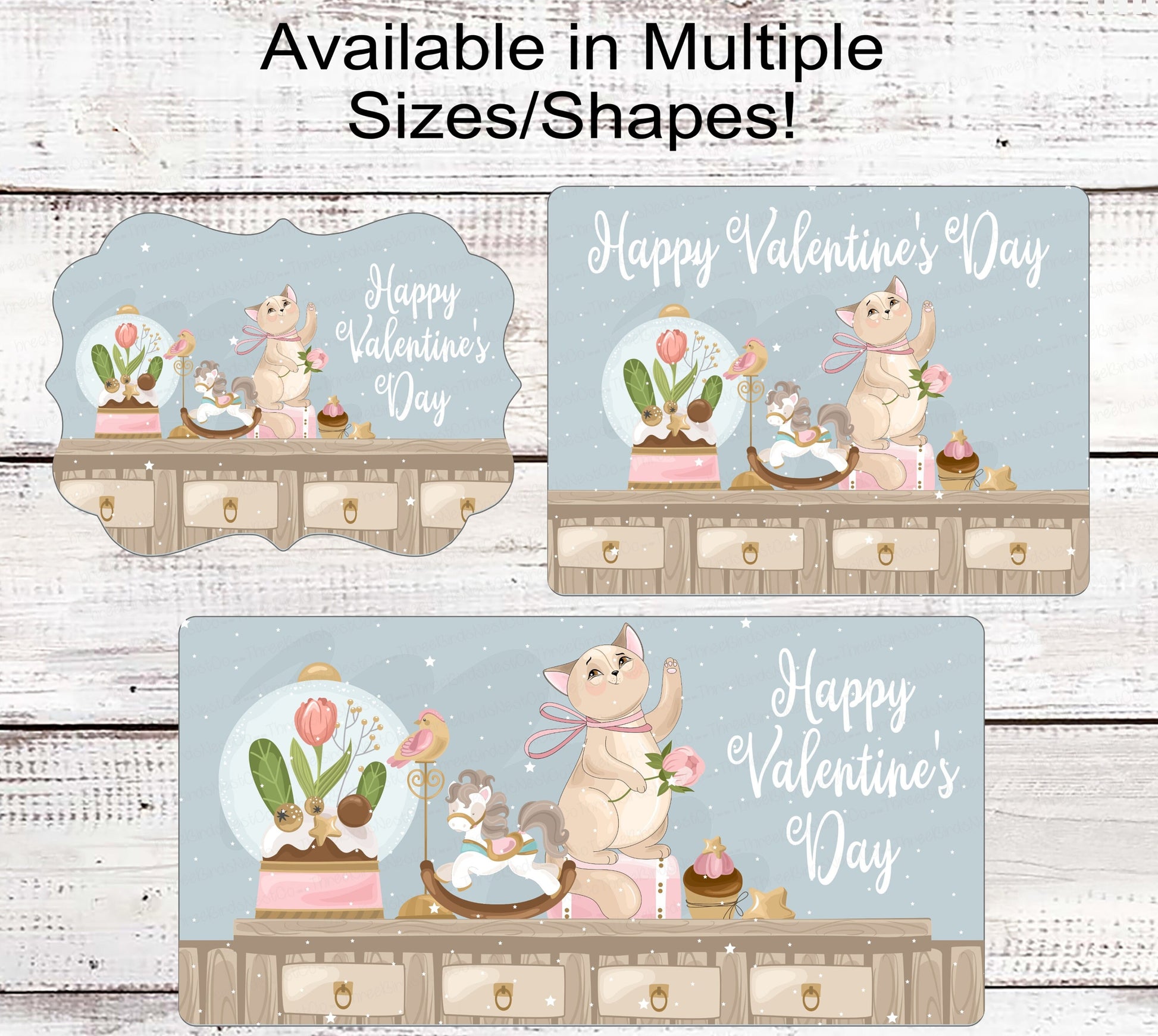 Valentines Day Cat Metal Wreath Sign - Happy Valentines Day Sign