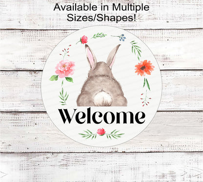 Welcome Bunny Butt Easter Wreath Sign - Floral Easter Sign